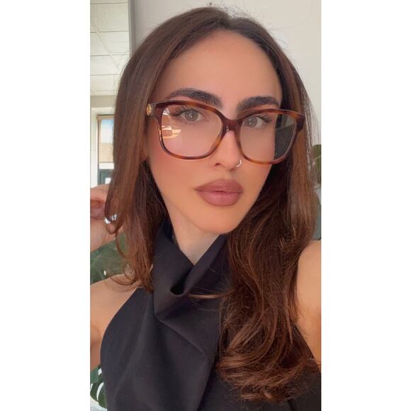 NEW Gucci GG0038O Brown Striped Square Eyeglasses Frames